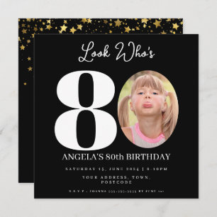 Convites festa de aniversário Montagem de Fotos com 80 anos