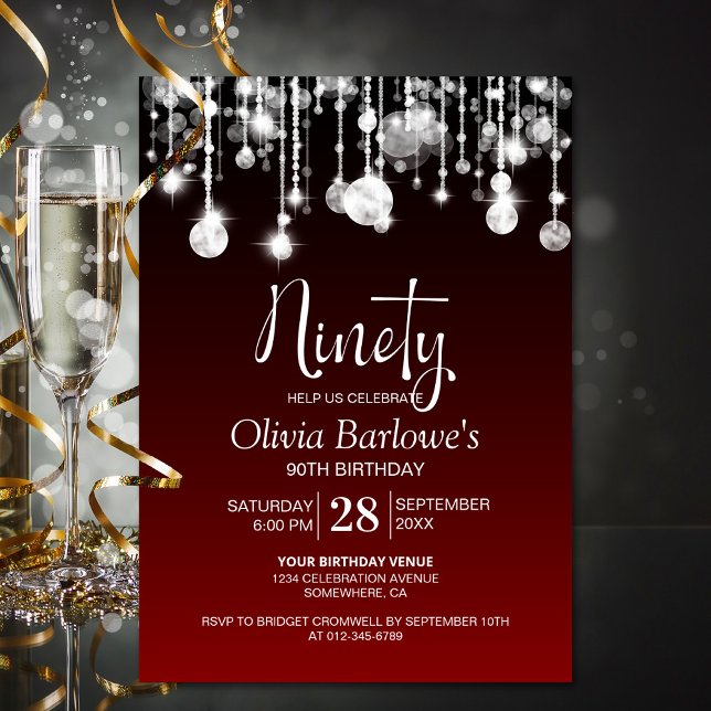 Convites Festa de aniversário na moda Red 90 (Criador carregado)