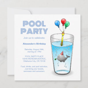 Convites Festa de Aniversário na Piscina