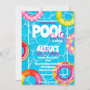 Convites Festa de Aniversário na Piscina