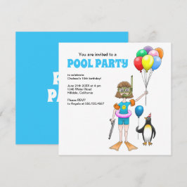 Convites Festa de Aniversário na Piscina de Verão