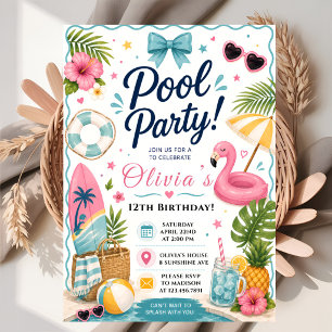 Convites Festa de Aniversário na Piscina de Verão