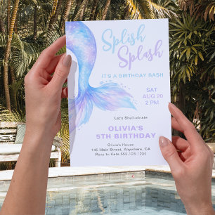 Convites Festa de Aniversário na Piscina de Verão da Sereia