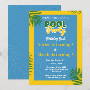 Convites Festa de Aniversário na Piscina Legal