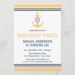 Convites Festa de aniversário Náutica Amarela Convida com