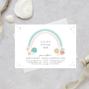Convites Festa de aniversário Náutica do Arco-íris da Seash