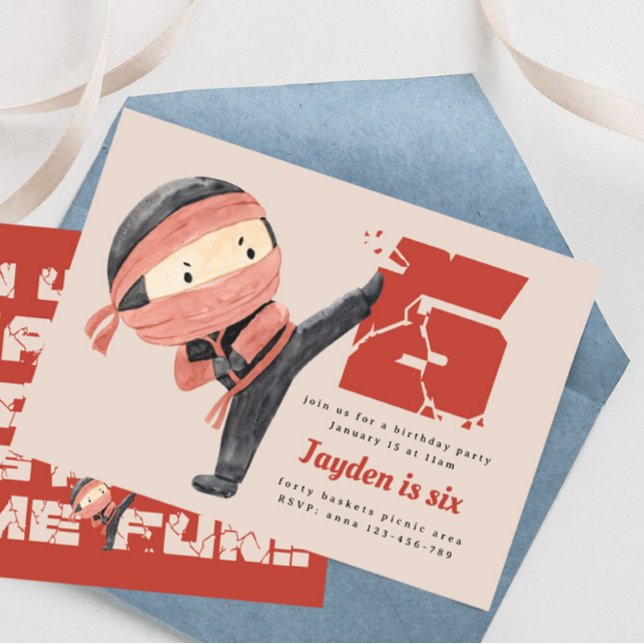 Convites Festa de aniversário Ninja, Boys 6 Birthday (Criador carregado)