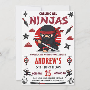 Convites Festa de Aniversário Ninja Pessoal