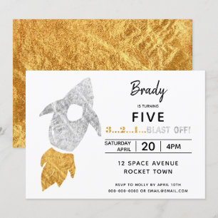 Convites Festa de Aniversário no Espaço Sideral com Nave Es