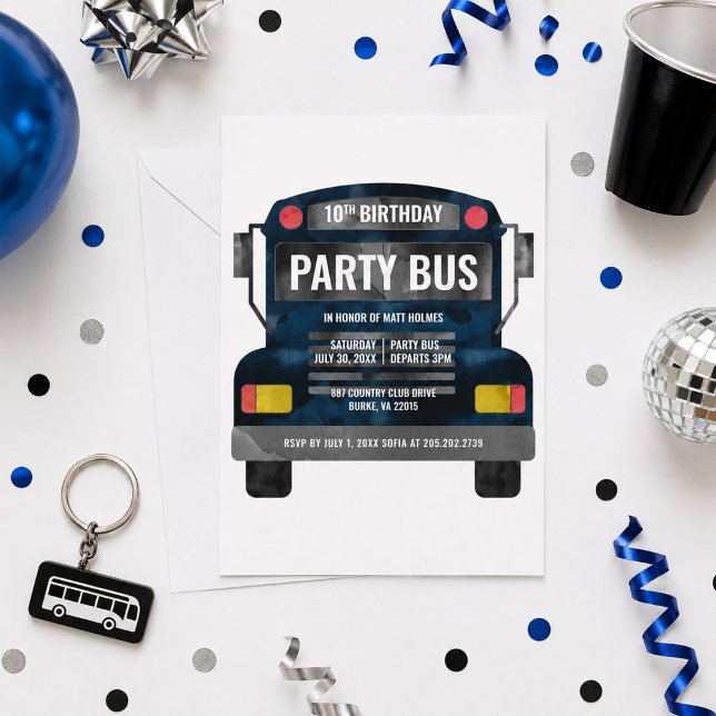 Convites Festa de Aniversário no Ônibus de Festa (Criador carregado)