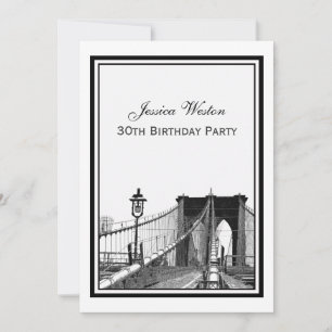 Convites Festa de Aniversário NYC Skyline Brooklyn Bridge #