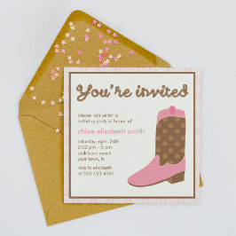 Convites Festa de aniversário Ocidental de Boot da Moça Ros