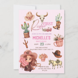 Convites Festa de aniversário Ocidental de Garota Rodeada R