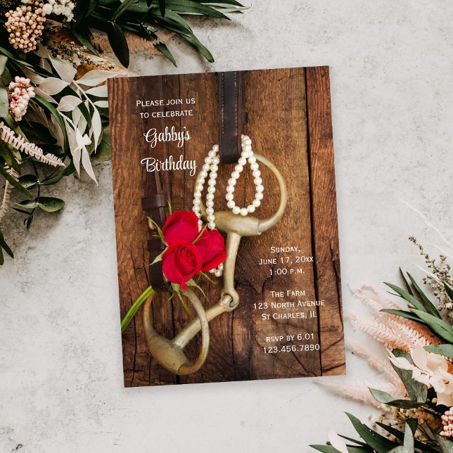 Convites Festa de aniversário Ocidental do Bit do Cavalo da (Criador carregado)