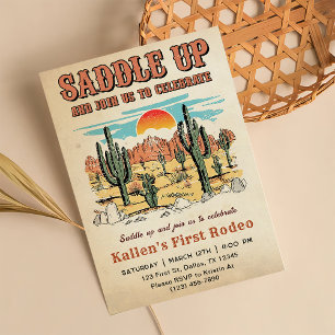 Convites Festa de aniversário Ocidental do Rodeo Selvagem d
