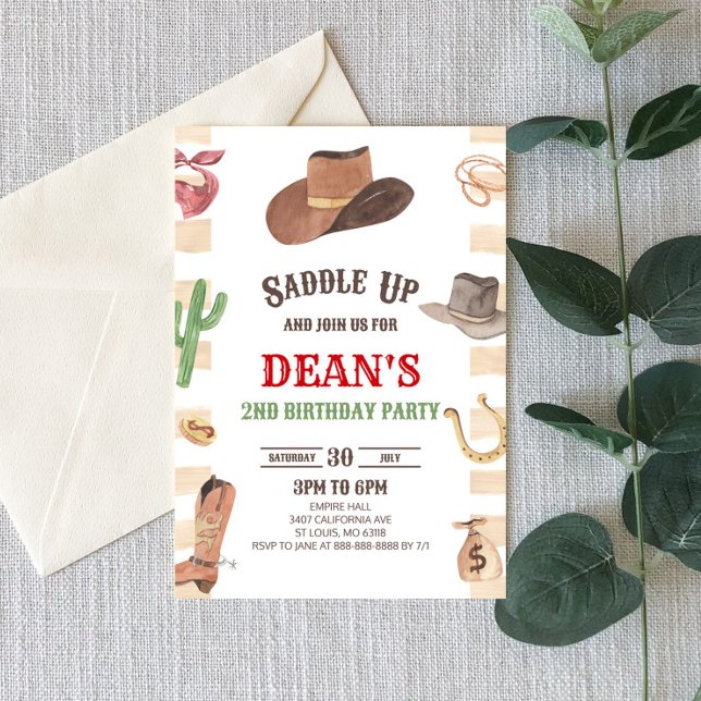 Convites Festa de aniversário Ocidental do Rodeo Selvagem d (Criador carregado)