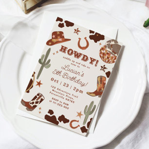 Convites Festa de aniversário Ocidental Wild Cowboy País Oc