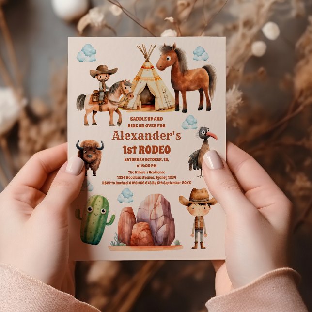 Convites Festa de aniversário Ocidental Wild Cowboy País Oc (Criador carregado)