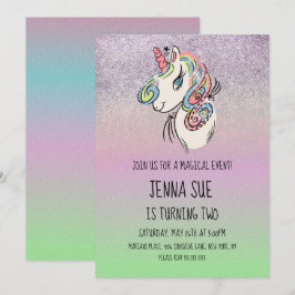 Convites Festa de Aniversário Ombré Desenhada à Mão de Unic