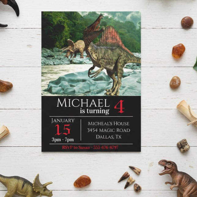 Convites Festa de aniversário paisagem dinossauro Espinossa (Criador carregado)
