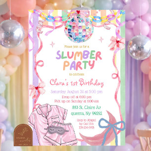 Convites Festa de Aniversário Pastel Fancy Slumber Party