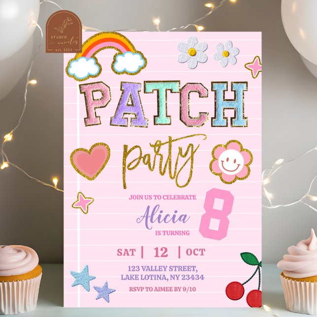 Convites Festa de Aniversário Pastel Patch (Criador carregado)
