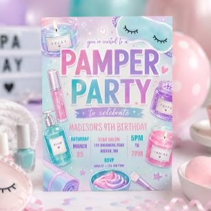 Convites Festa de Aniversário Pastel Spa Pamper