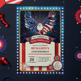 Convites Festa de Aniversário Patriótica Águia Americana