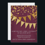 Convites Festa de aniversário Pennant Dourado Confetti Burg<br><div class="desc">Sonolento. Moderno, simples e chique. Glam subestimado - com faixas de pennant brilhantes em dois tons de brilho de ouro com cintilação cintilante caindo confetti em vários tamanhos e sombra de ouro. As estrelas brilhantes de estrelas de estouro cintilantes destacam a faísca. Concebido por artista e designer com licença internacional,...</div>