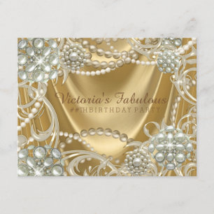 Convites Festa de aniversário Pérola Dourada
