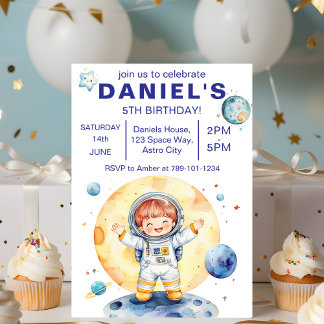 Convites Festa de aniversário Personalizada Com Astronauta