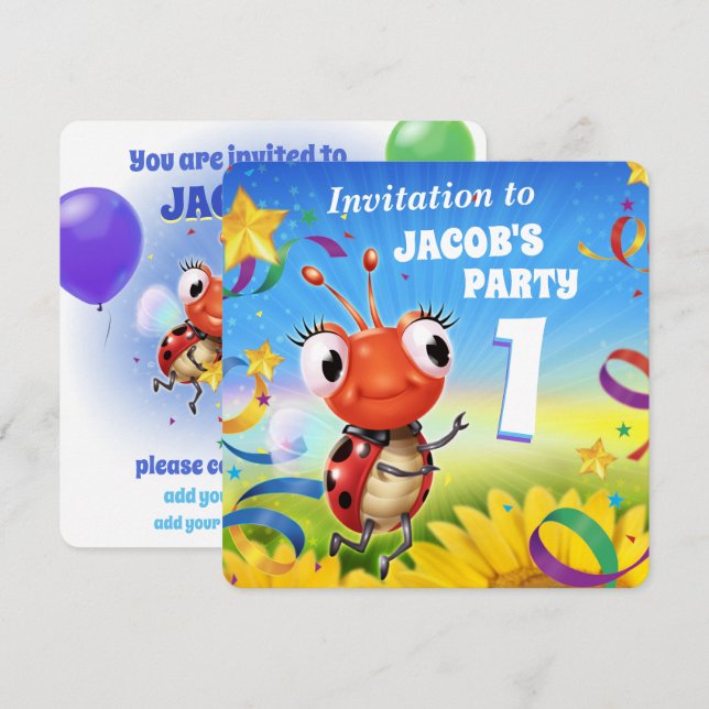 Convites Festa de aniversário personalizada convidando garo (Frente/Verso)