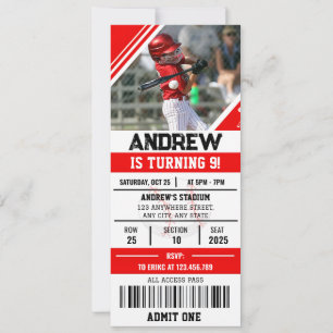 Convites Festa de aniversário personalizada de baseball com