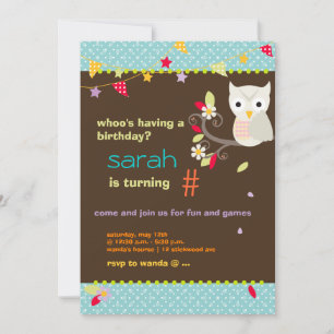 Convites Festa de aniversário Personalizada de Coruja de Aq