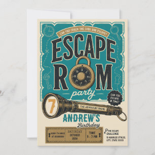 Convites Festa de aniversário personalizada de Escape Room