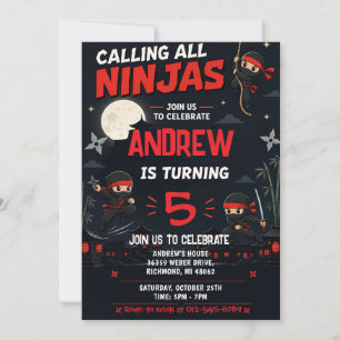 Convites Festa de aniversário personalizada de ninja para c