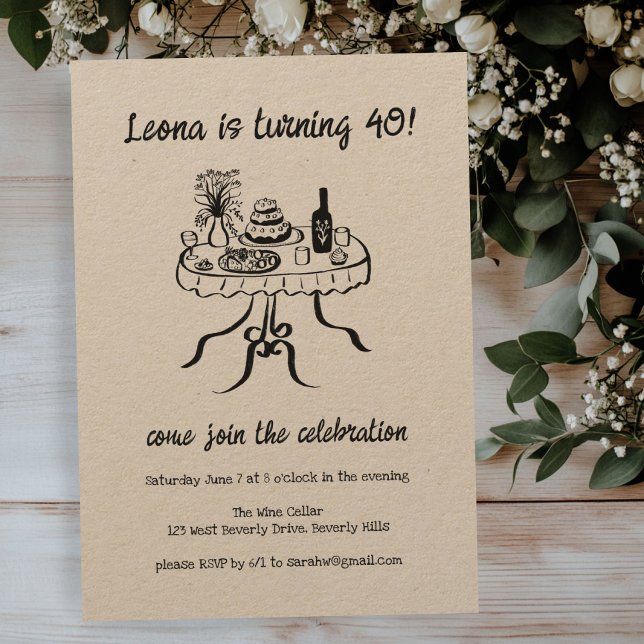 Convites Festa de aniversário Personalizada de Picnic de Bu (Whimsical Cute Buffet Picnic Custom Birthday Party Invitation
)