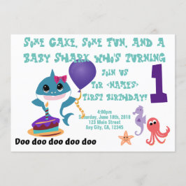 Convites Festa de aniversário Personalizada de Tubarão-Bebê