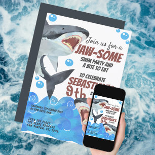 Convites Festa de aniversário Personalizada do Tubarão