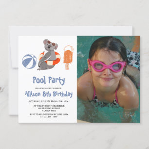 Convites Festa de Aniversário Personalizada na Piscina com