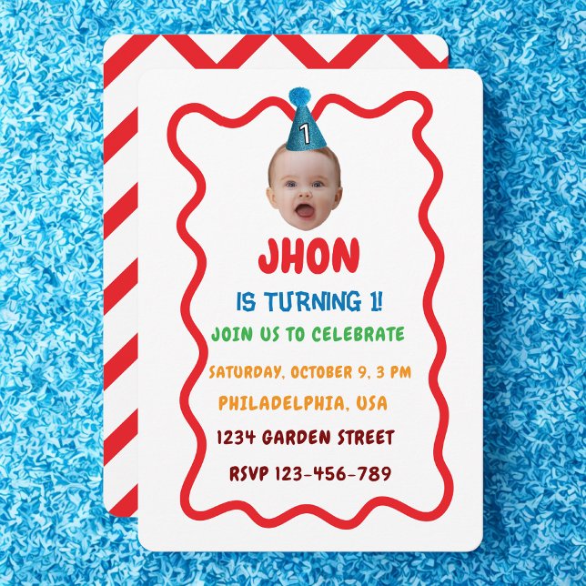 Convites Festa de Aniversário Personalizada, primeiro anive (Criador carregado)