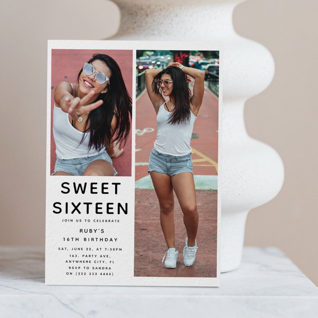 Convites Festa de aniversário personalizada 'SWEET 16' 2 Fo (Criador carregado)