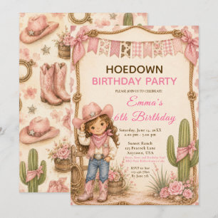 Convites Festa de Aniversário Pink Cowgirl Hoedown