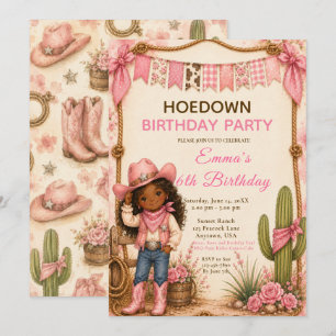 Convites Festa de Aniversário Pink Cowgirl Hoedown