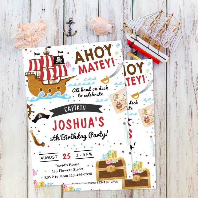 Convites Festa de aniversário Pirata (Criador carregado)