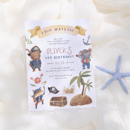 Convites Festa de aniversário Pirata de Animais