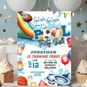 Convites Festa de Aniversário Piscina de Bolas Esportivas