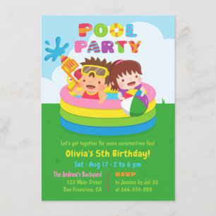 Convites Festa de Aniversário Piscina Inflável Infantil