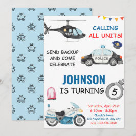 Convites Festa de aniversário Policial da Polícia