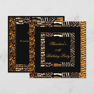 Convites Festa de Aniversário Preto e Dourado com Estampas